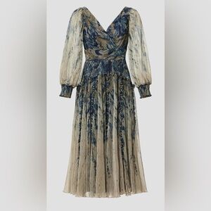 Rene Ruiz Collection Tiered Pleated Long Sleeve Maxi Dress